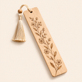 Keaiwllq™ Botanical Grain Wooden Bookmark – Hand-Finished Engraved Floral Book Marker, Natural Wood Reading Accessory