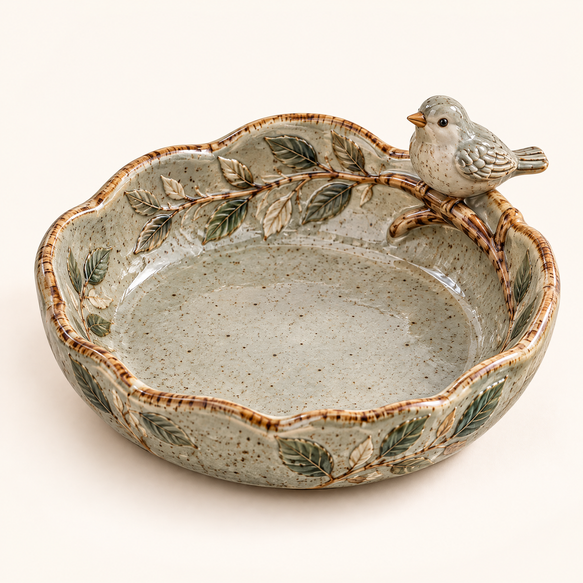 Keaiwllq™ EarthNest Handmade Rustic Ceramic Catchall Dish – Small Pottery Desk Tray & Trinket Organizer