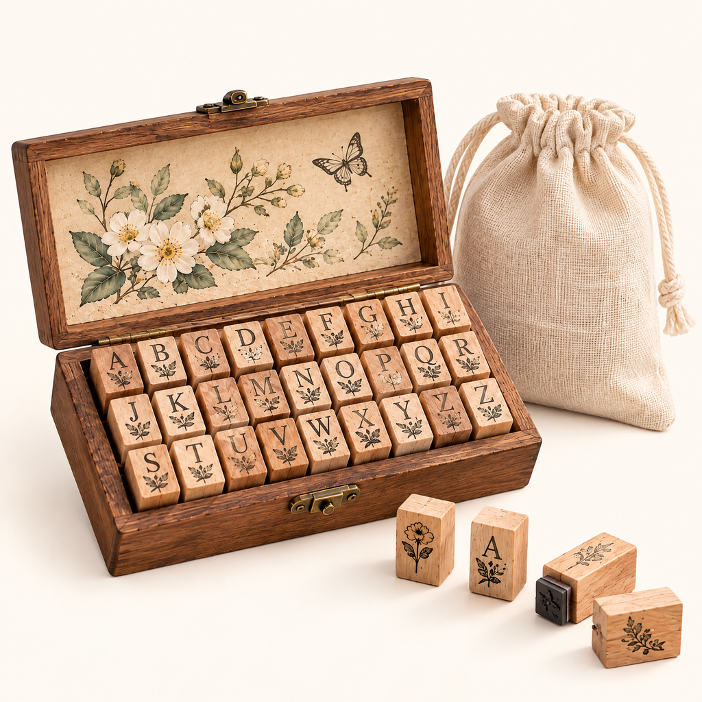 Keaiwllq™ PetiteType Mini Alphabet Stamp Set – A–Z Letter Stamps for Journaling, Scrapbooking & Card Making